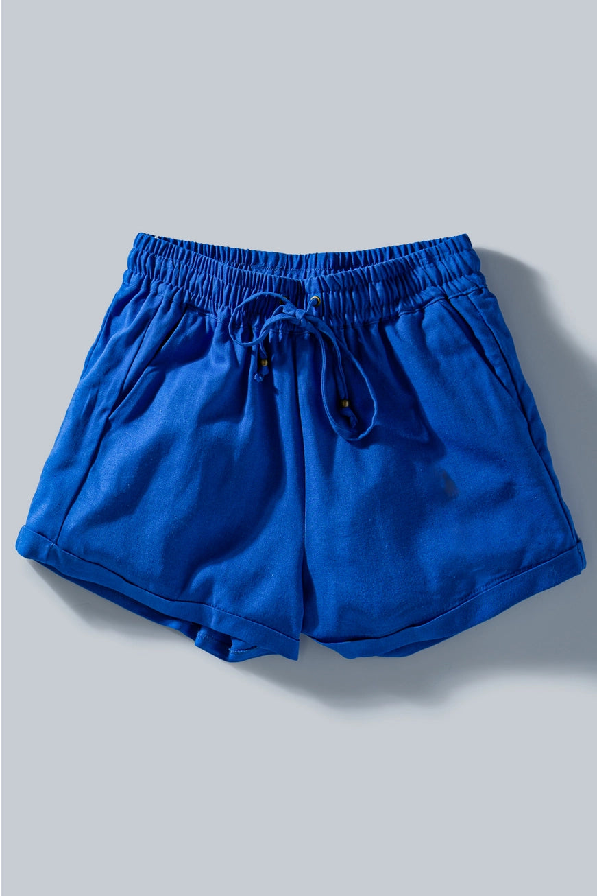 Urban Daizy Viscose Linen Blend Drawstring Shorts [IN STOCK}