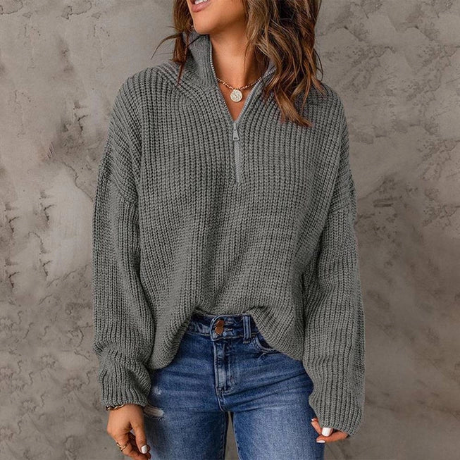 Chicto Zipper Turtleneck Women's Sweater