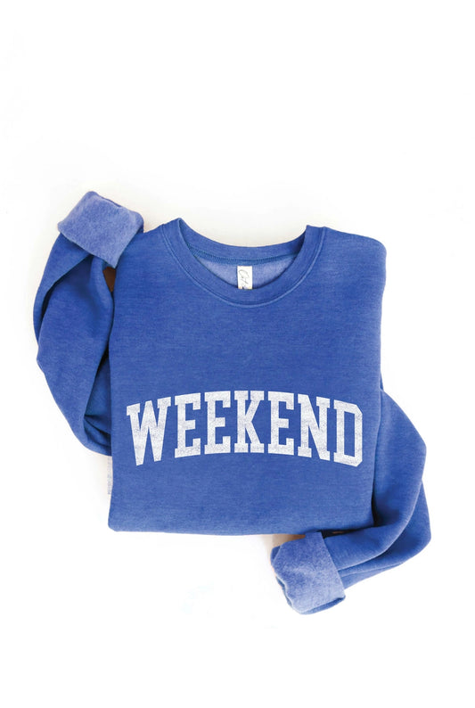 Oat Collective Heather Royal Weekend Graphic Sweatshirt