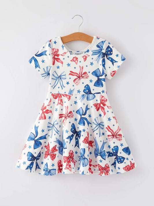 4th of July Bow Star Girls Dress {IN STOCK}