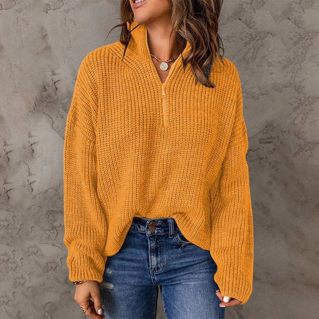 Chicto Zipper Turtleneck Women's Sweater