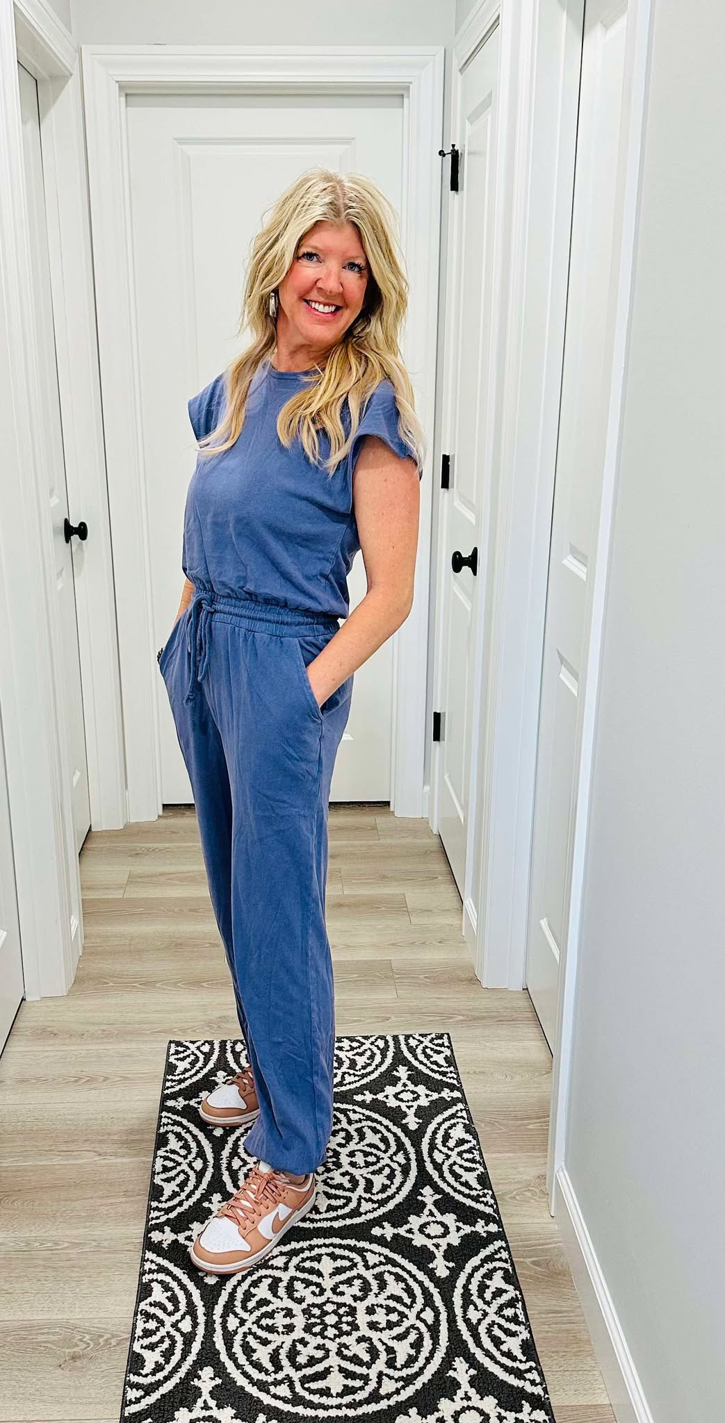 HYFVE Short Sleeve Casual Jumpsuit-Dusty  Blue