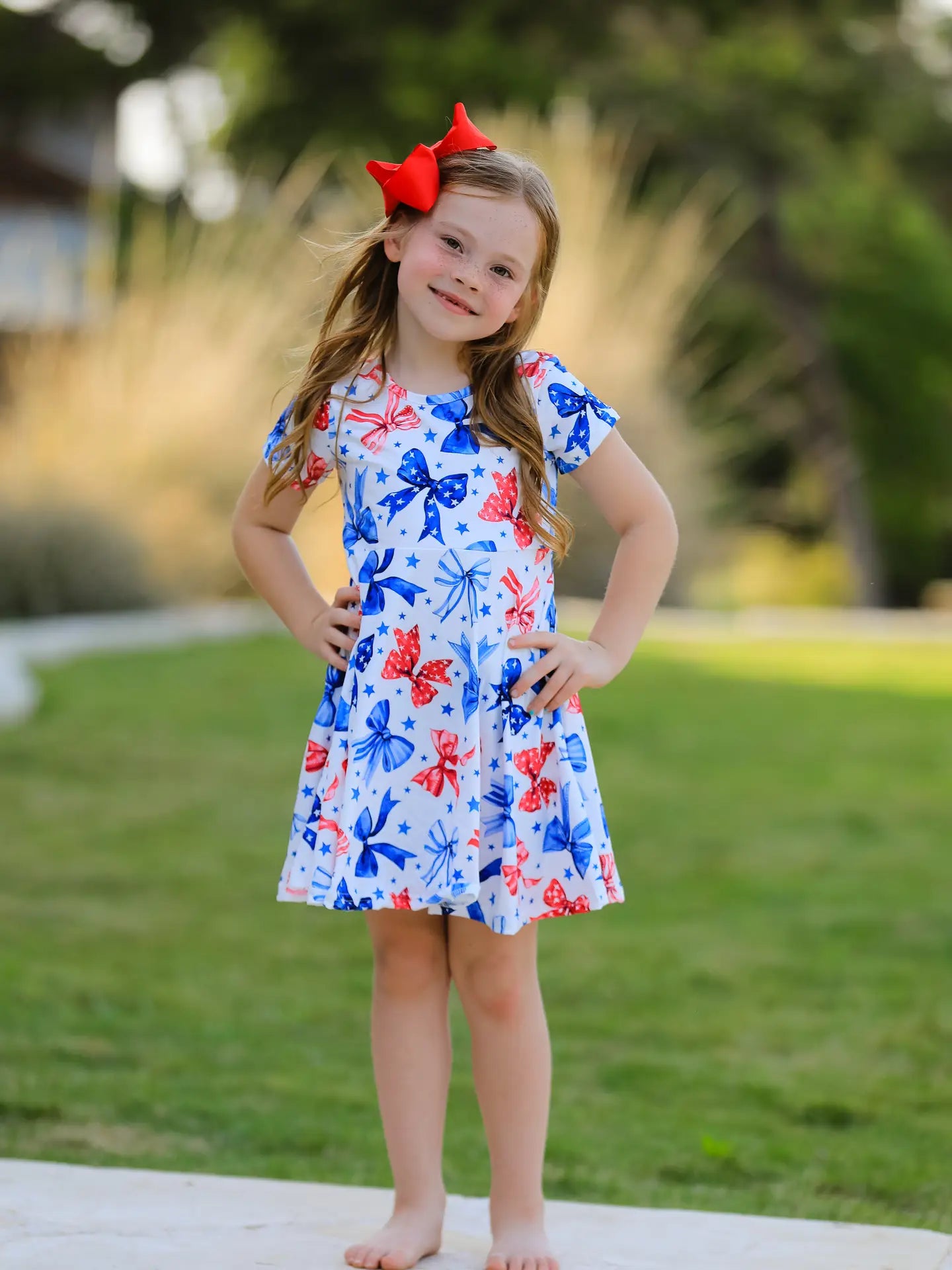 4th of July Bow Star Girls Dress {IN STOCK}